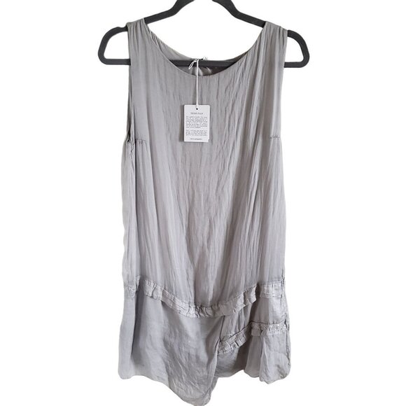 H Trend Italy Woman NWT Size M Slip Dress 100% Silk Irregular Hem Lined Gray - Picture 1 of 8